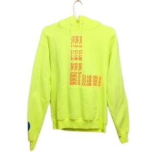 Hanes Neon Yellow Women’s Hoodie Girls Club Size S